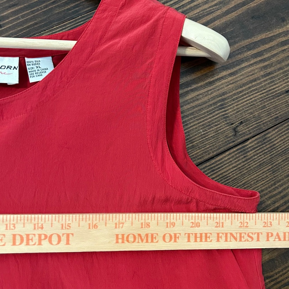 Vintage Carol Horn Signature Red 100% Silk Tank Top Women's XL Chic Quiet Luxury - Picture 7 of 8